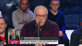 #ArrestationEricDrouet - "On veut le coincer c'est tout. Mais vous ne le coincerez pas. Personne ne le coincera" Maître Khéops Lara, avocat d' @EricDrouetGJ #GGRMC 