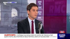 Gabriel Attal, porte-parole du gouvernement, face à Jean-Jacques Bourdin sur RMC et BFMTV