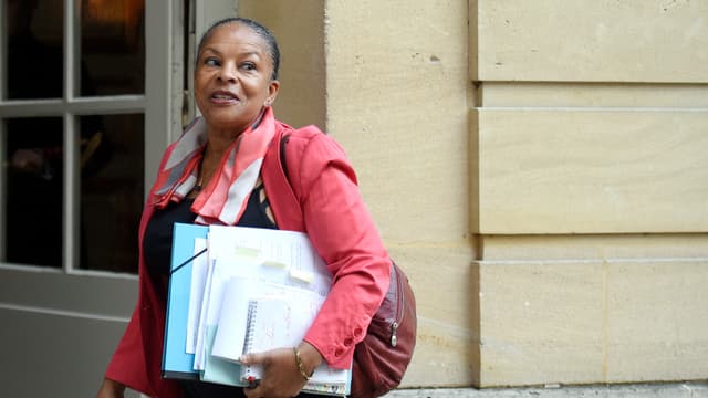 Christiane Taubira arrive à Matignon le 6 janvier 2016