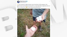 Des grelons tombés dans le Tarn-et-Garonne lors d'orages, le 24 août 2024.