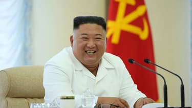Photo diffusée prise le 7 juin 2020 par l'agence nord-coréenne Kcna du leader nord-coréen Kim Jong Un lors d'une réunion du bureau politique du Parti des travailleurs nord-coréens dans un lieu non précisé