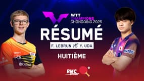 Résumé : Huitième de finale expéditif entre Félix Lebrun et Y. Uda (WTT Champions de Chongqing)