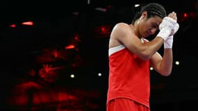 Imane Khelif après sa victoire en quarts de finale aux JO de Paris.