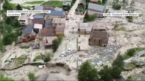 Le village de Saint-Christophe-en-Oisans enclavé par les eaux, le vendredi 21 juin.