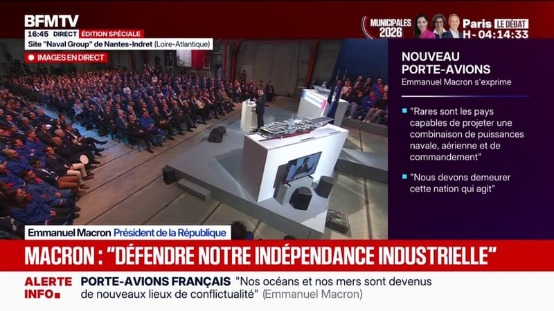 "Un investissement majeur mais qui va bénéficier à tous": le futur porte-avions coûtera 10 milliards d'euros affirme Emmanuel Macron