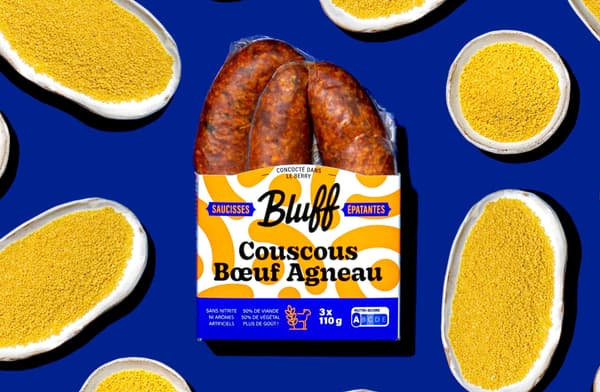 Des saucisses goût "couscous bœuf agneau" de la marque Bluff.