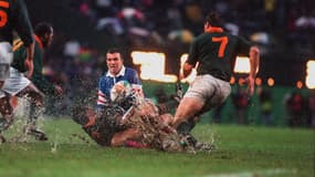 Thierry Lacroix et le XV de France face à l'Afrique du Sud lors de la demi-finale de la Coupe du monde 1995 à Durban