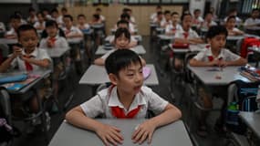 Une classe d'école primaire de la rue Changchun à Wuhan, en Chine, le 4 septembre 2020, lors d'une visite médiatique organisée par les autorités locales. (Photo d'illustration)