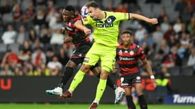 Damien Da Silva, avec le Melbourne Victory le 15 avril 2023 contre Western Sydney, club de son ancien coéquipier Marcelo.