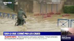 La ville de Bar-le-Duc dans la Meuse cernée par les crues