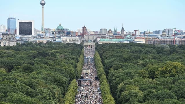 Manifestation contre les mesures destinées à lutter contre le coronavirus, le 1er août 2020 à Berlin.