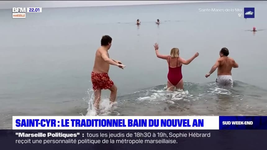 Saint Cyr sur Mer le traditionnel bain du Nouvel an s est tenu ce 1er janvier