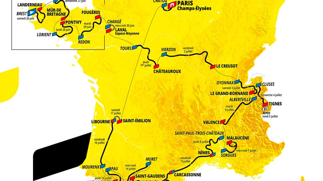 Le parcours du Tour de France 2021 Le parcours du Tour de France 2021