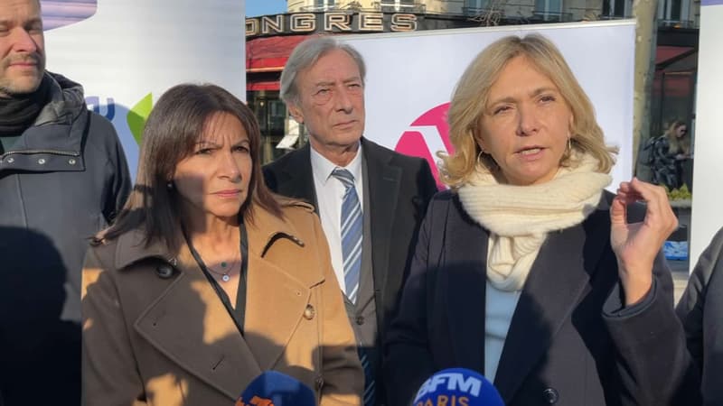 Anne Hidalgo, Georges Siffredi et Valérie Pécresse, porte Maillot le 13 février 2023 (illustration).