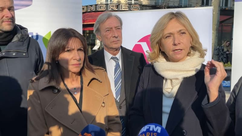 Anne Hidalgo, Georges Siffredi et Valérie Pécresse, porte Maillot le 13 février 2023 (illustration). 