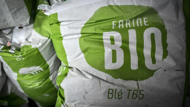 Des sacs de farine biologique dans une boulangerie à Boulogne-Billancourt (Hauts-de-Seine), le 15 novembre 2022 (photo d'illustration).