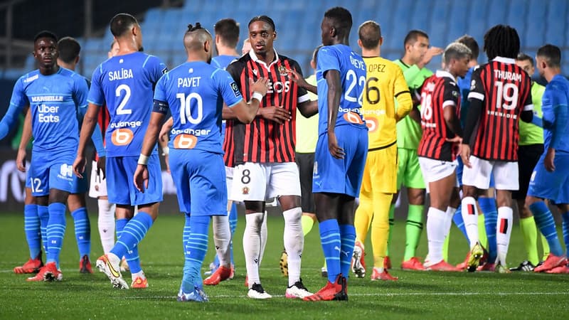 Les joueurs de Nice et de l'OM le 27 octobre dernier
