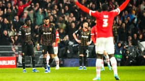 La déception de Lens après la défaite à Eindhoven (1-0, Ligue des champions), le 8 novembre 2023