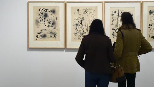 Des toiles de Miró exposées au musée de la Reine Sophie, à Madrid, le 28 avril 2016. (Photo d'illustration)