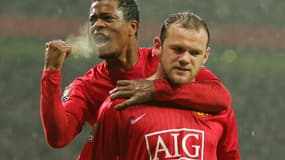 Patrice Evra et Wayne Rooney en mars 2008