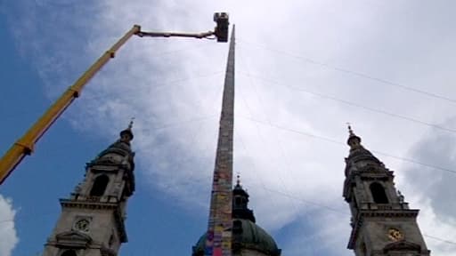 La plus haute tour en Lego au monde à Budapest en Hongrie le 25 mai 2014.