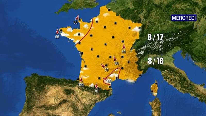 Les prévisions météorologiques pour le mercredi 24 février 2021.