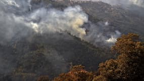 Un feu de forêt dans la région d'Ait Daoud, dans le nord de l'Algérie, le 13 août 2021
