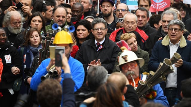 Jean-Luc Mélenchon à la marche pour la VIe République, le 18 mars 2017.