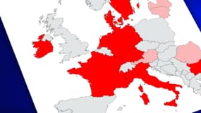 La carte d'Europe des pays ayant suspendu l'usage du vaccin AstraZeneca.