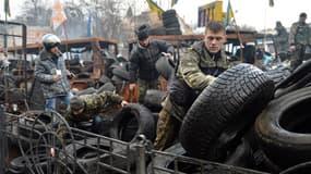 Des activistes de la place Maidan, à Kiev, le 17 février.