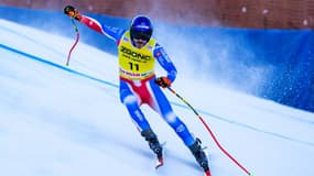 Cyprien Sarrazin à l'entraînement à Bormio avant sa chute, le 27 décembre 2024