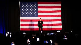 Elon Musk lors d'un événement organisé en soutien à Donald Trump à Oaks, en Pennsylvanie, le samedi 19 octobre 2024.