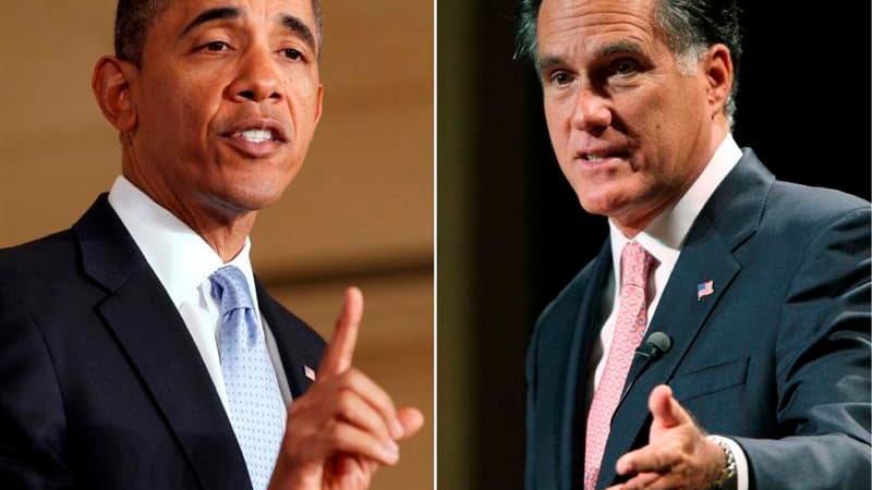 A une semaine de la présidentielle américaine, Barack Obama (47%) conserve une avance marginale sur Mitt Romney (46%), indique un sondage quotidien Reuters/Ipsos. /Photos d'archives/REUTERS