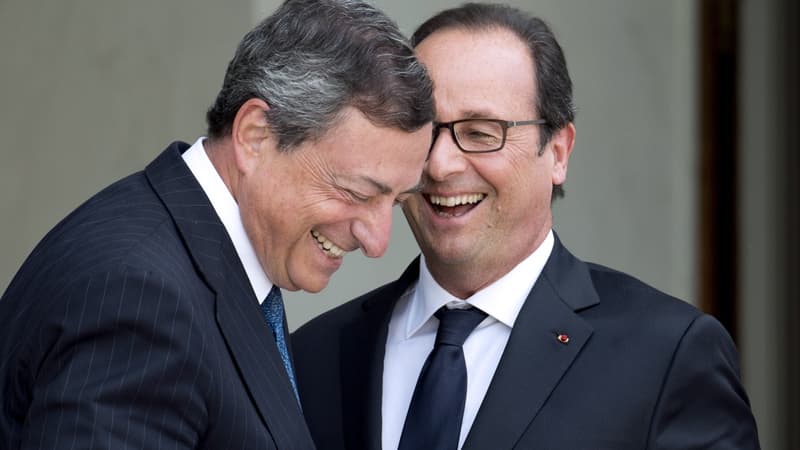 Mario Draghi et François Hollande en septembre 2014 (photo d'illustration)