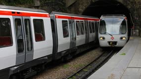 Le métro lyonnais à Croix Paquet (ligne C), à Lyon.