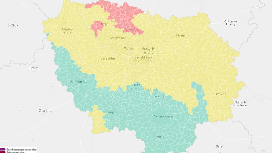 La qualité de l'air est mauvaise dans le nord de l'Île-de-France le 5 septembre 2023. La qualité de l'air est mauvaise dans le nord de l'Île-de-France le 5 septembre 2023.