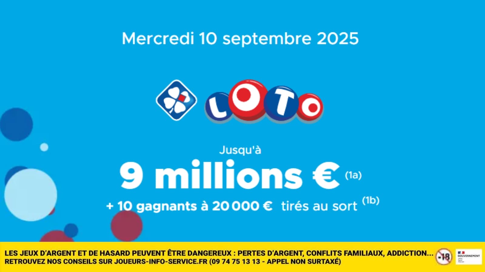 LA CAGNOTTE LOTO ATTEINT LES 9 MILLIONS D'EUROS AUJOURD'HUI, IL Y AURA AU MOINS 10 GAGNANTS GARANTIS