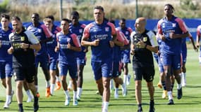 L'OL à l'entraînement, à Lyon le 7 juillet 2023