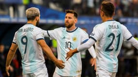 Aguero, Messi et Dybala avec la sélection argentine, à Sao Paulo le 6 juillet 2019