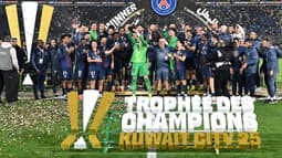Lucas Chevalier et les joueurs du PSG lors du Trophée des champions face à l'OM - le 08/01/2026