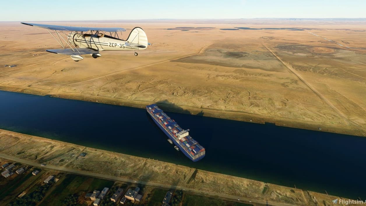 La réplique du porte-conteneur bloqué dans le canal de Suez