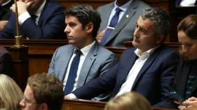 Gabriel Attal et Gérald Darmamin à l'Assemblée nationale, le 1er octobre 2024