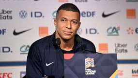 Kylian Mbappé en conférence de presse de l'équipe de France le 5 septembre 2024