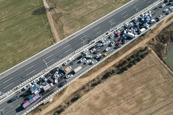 The vehicles involved in the collision in China, December 28, 2022