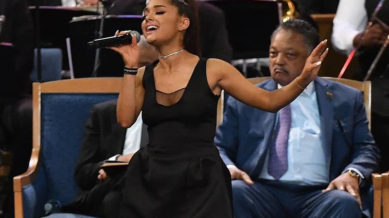 Ariana Grande a chanté aux funérailles de la "Reine de la Soul", Aretha Franklin, le 31 août 2018.