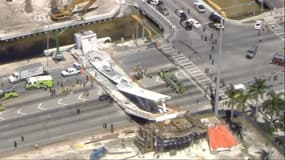 Un pont piétonnier s'effondre sur une autoroute à Miami