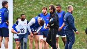 Fabien Galthié et le XV de France, à Marcoussis le 23 février 2022