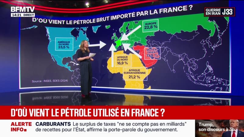 Guerre au Moyen-Orient: d'où vient le pétrole brut importé par la France?