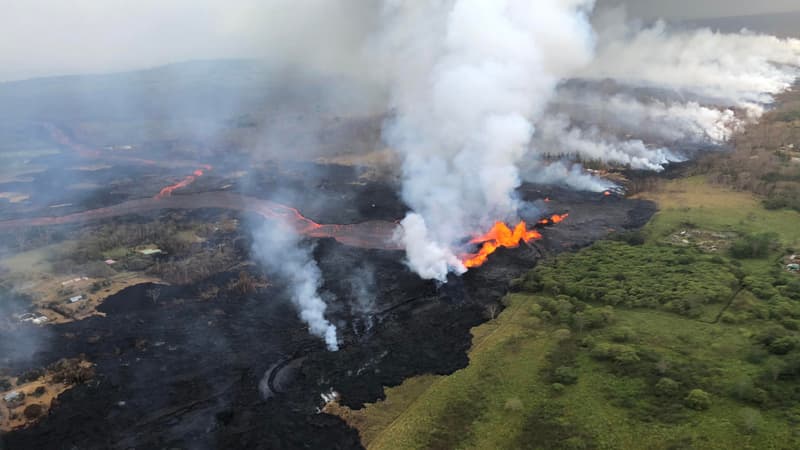 Le volcan et les coulées de lave, le 21 mai 2018.
