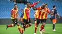 Gaël Kakuta qui célèbre avec le RC Lens, à Montpellier le 30 janvier 2021